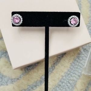 𝅺PINK Diamond Halo CZ Stud Earrings | Sterling Silver